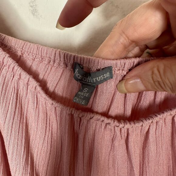 Charlotte Russe Dusty Pink Off Shoulder Eyelet Short Sleeve CropTop Blouse Small - Picture 5 of 13